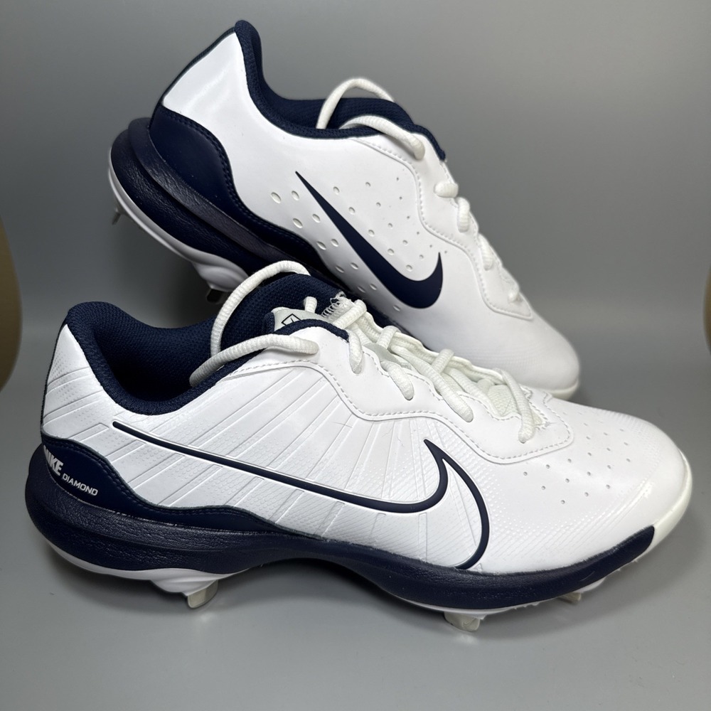 Nike Alpha Huarache Varsity 4 Low Men's 8 Baseball Cleats White/Navy DJ6516-103